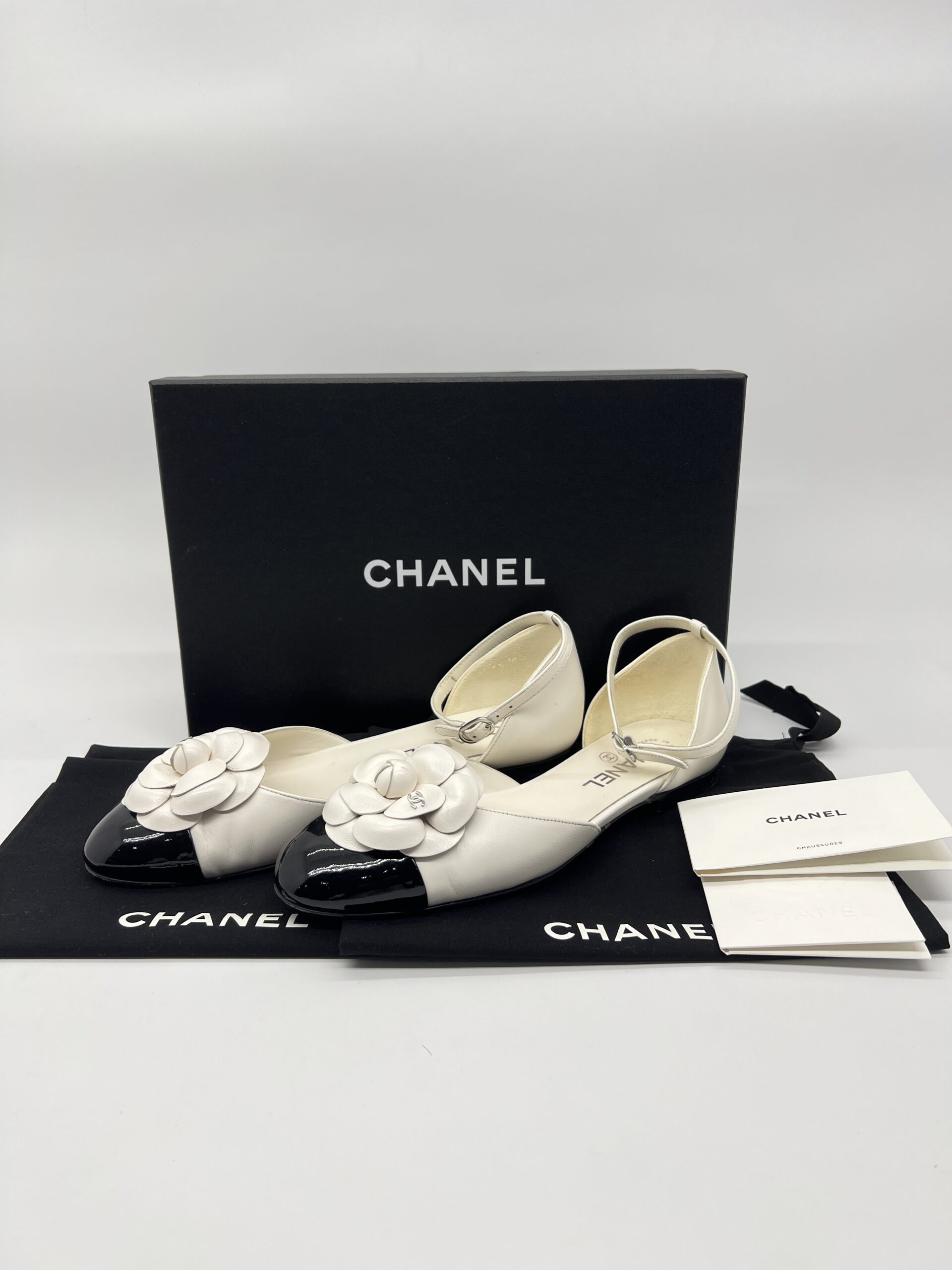 Chanel Camellia Mary Janes White Black