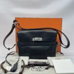 Hermes Kelly Messenger PM Evergrain Noir PHW