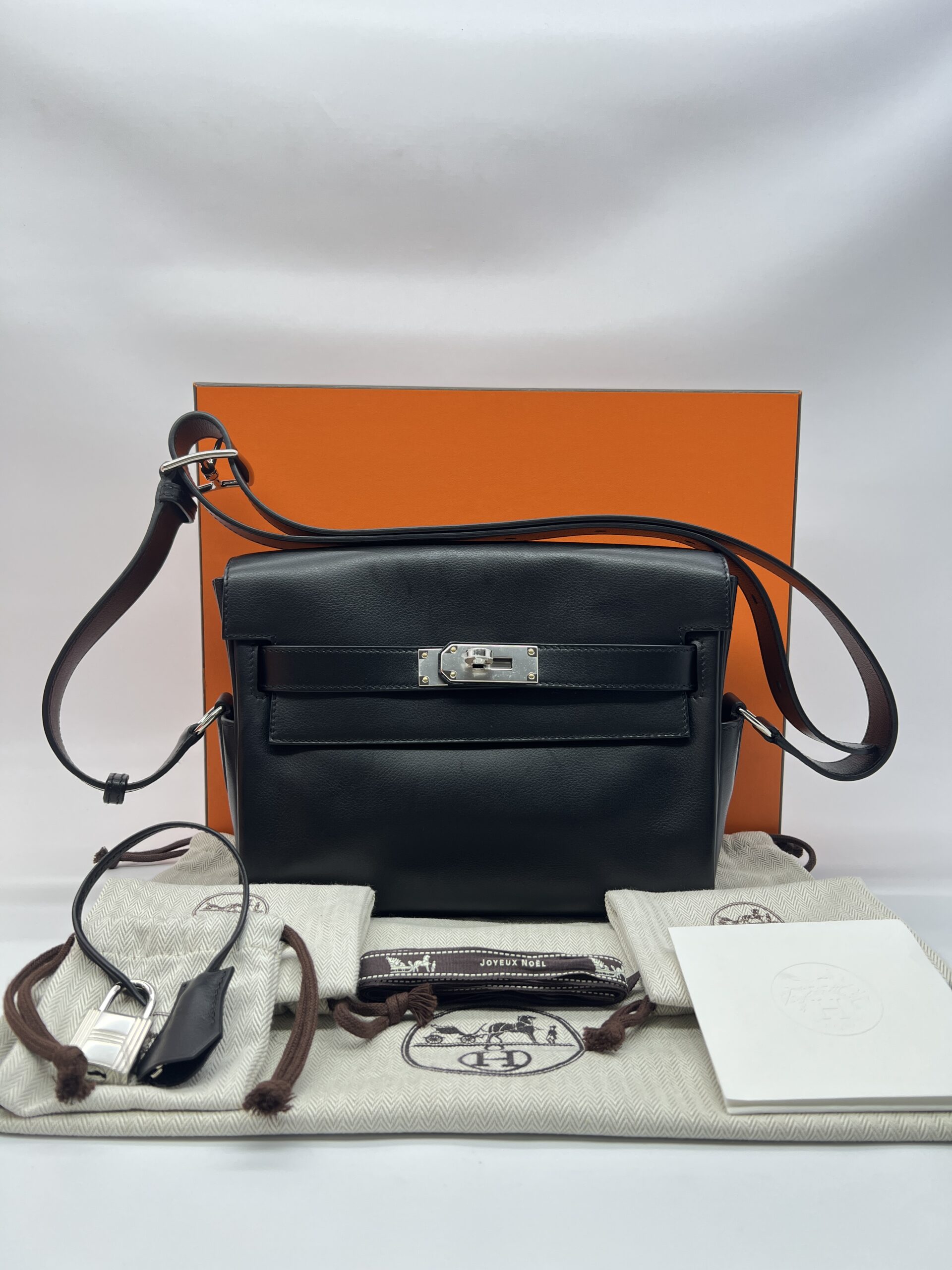 Hermes Kelly Messenger PM Evergrain Noir PHW