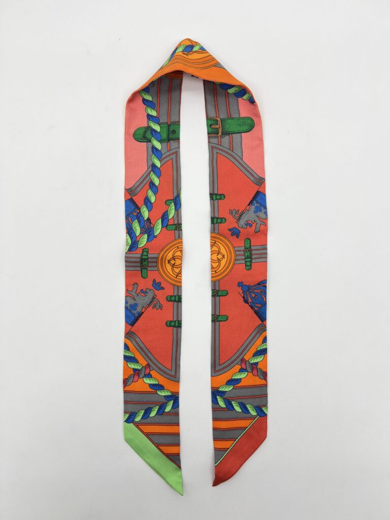 Hermes Twilly Grande Tenue Orange/Bleu/Gris