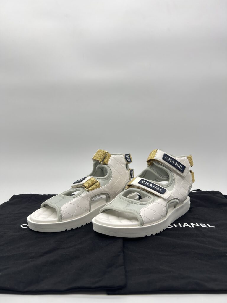 Chanel Gladiator Sandal White Light Grey