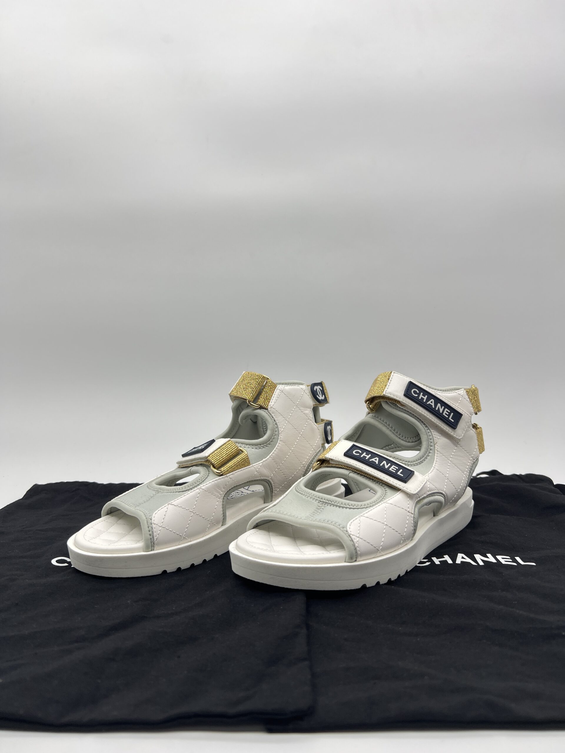 Chanel Gladiator Sandal White Light Grey