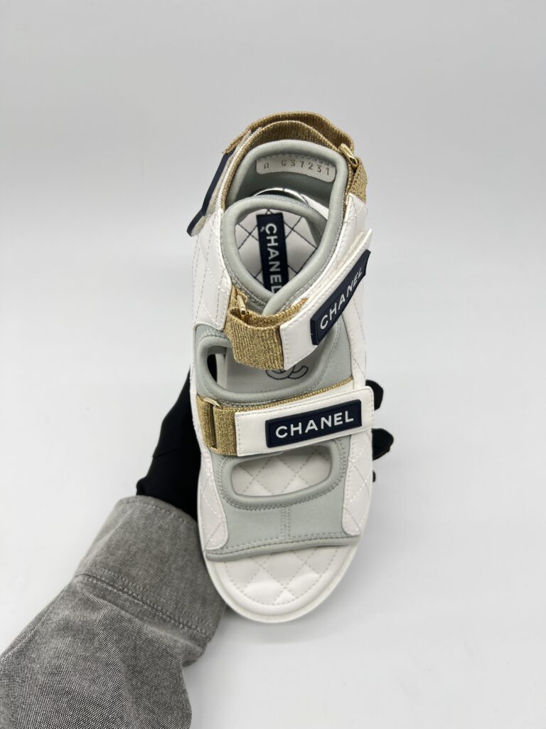 Chanel Gladiator Sandal White Light Grey