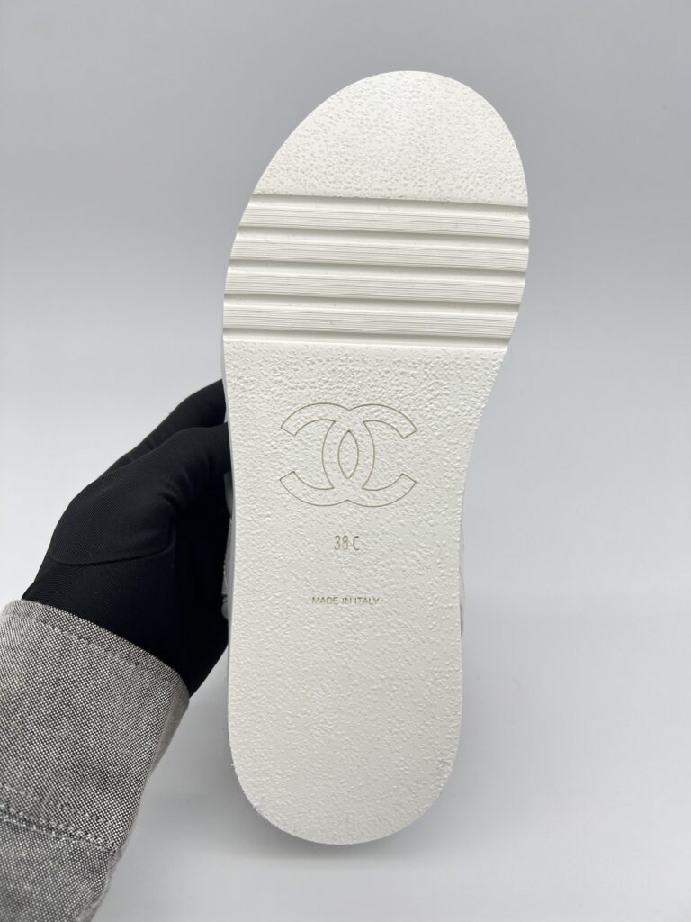 Chanel Gladiator Sandal White Light Grey