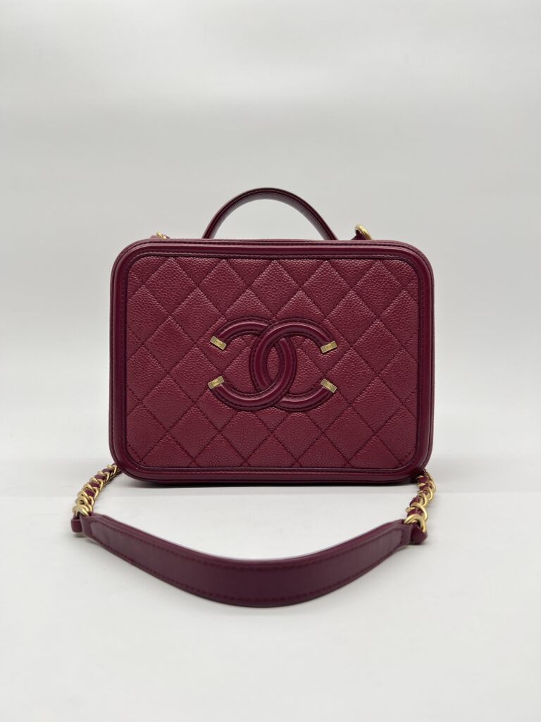 Chanel Filigree Vanity Caviar Maroon GHW