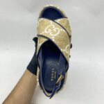 Gucci Platform Rattan Natural Navy GHW