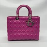 Dior Lady Dior Large Lambskin Fuchsia SHW