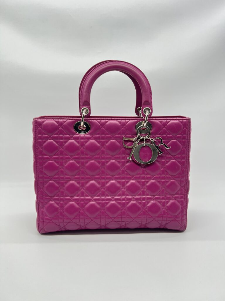 Dior Lady Dior Large Lambskin Fuchsia SHW