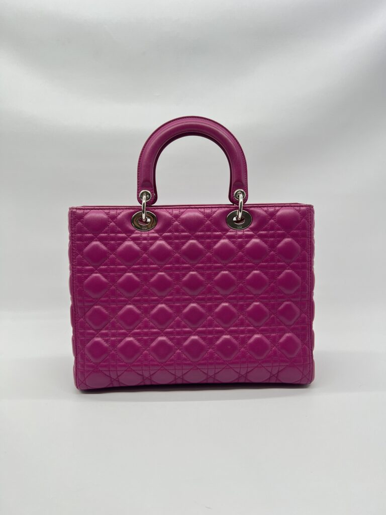 Dior Lady Dior Large Lambskin Fuchsia SHW