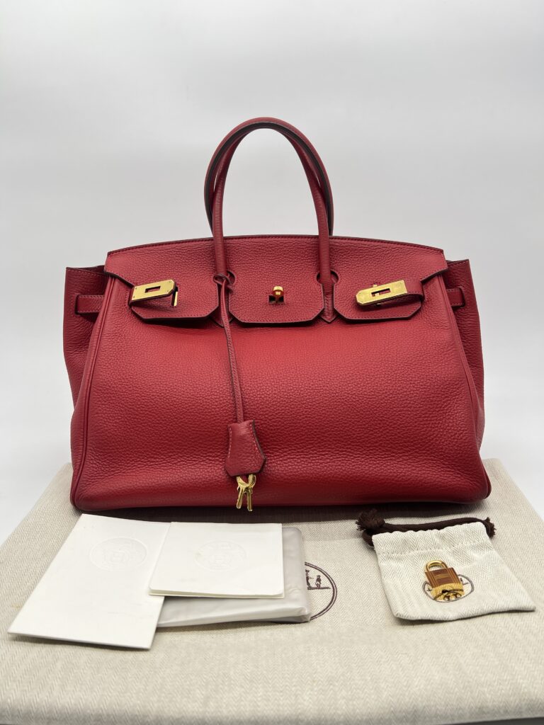Hermes Birkin 35 Clemence Rouge Casaque GHW