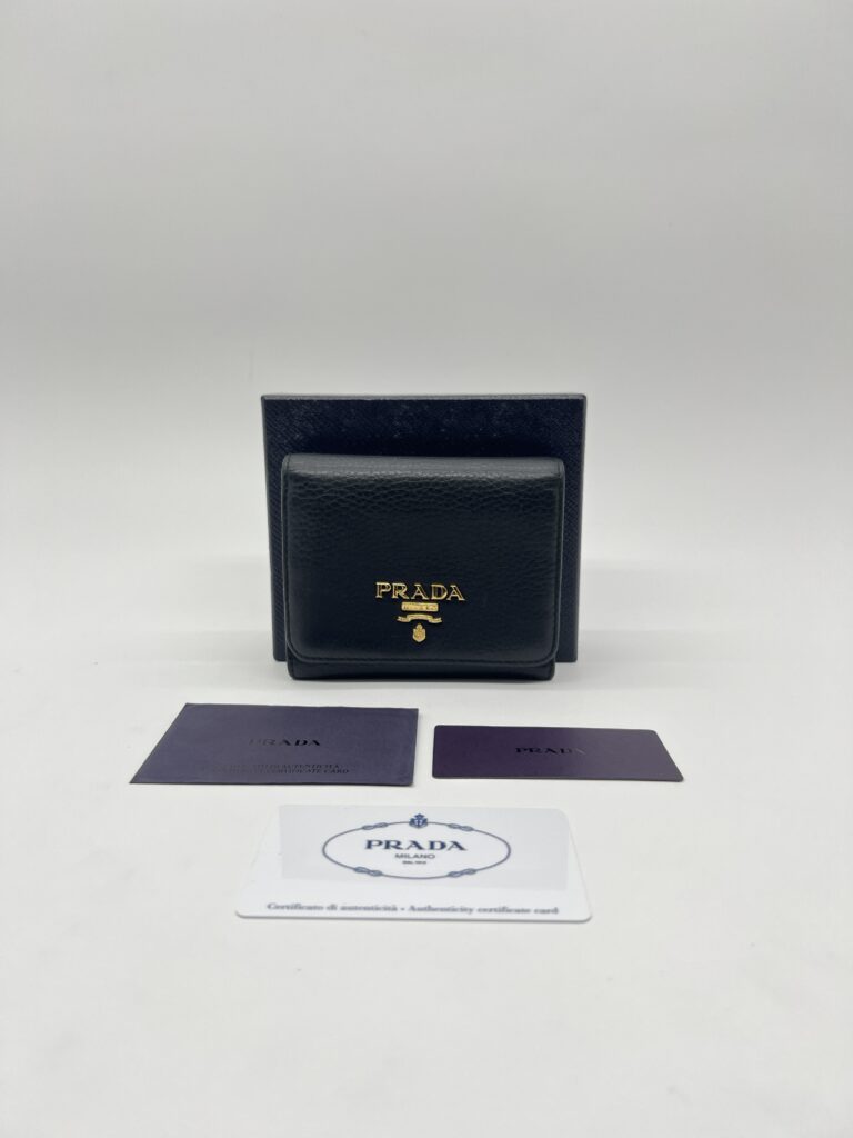 Prada Trifold Wallet Black GHW