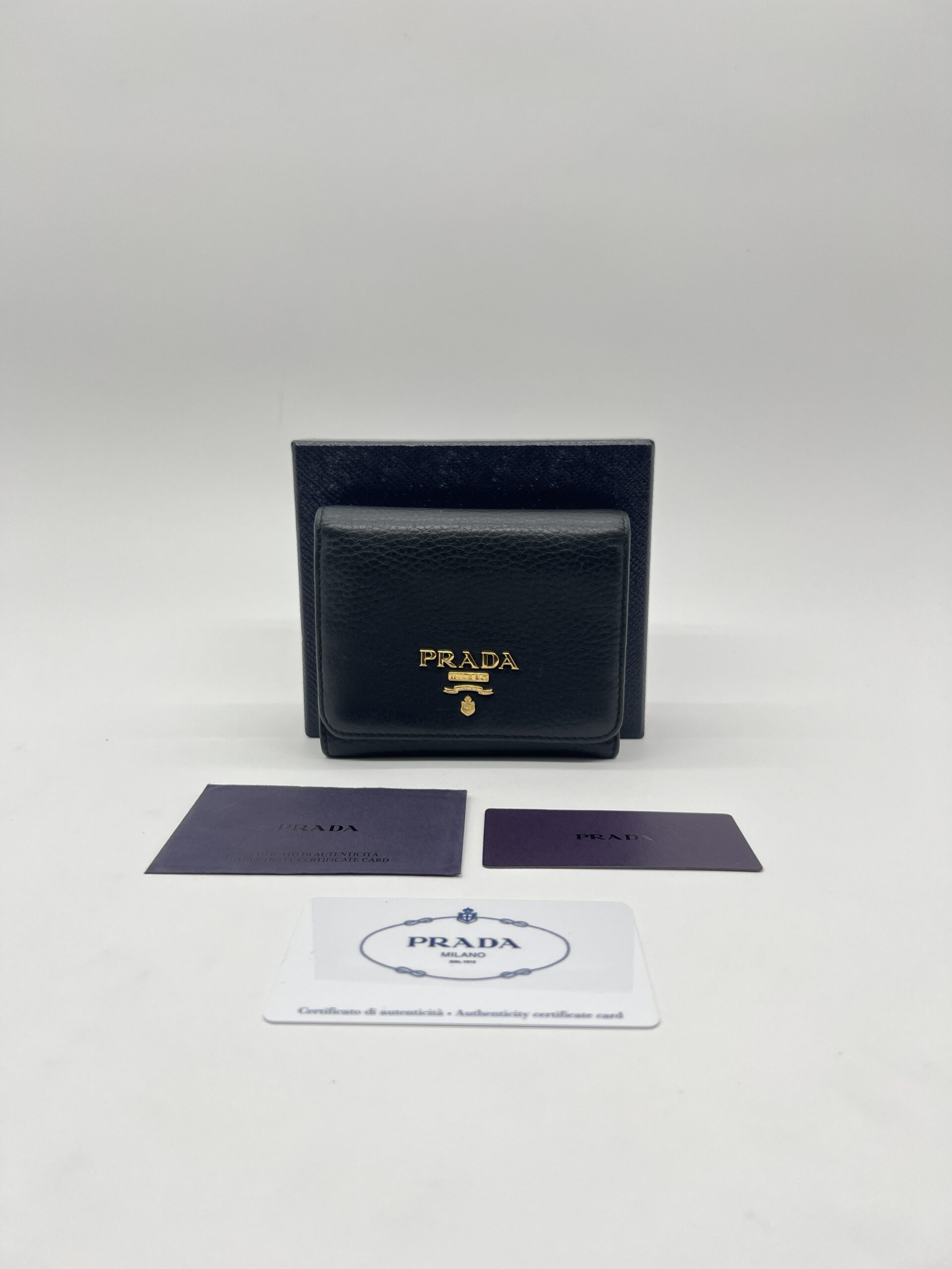 Prada Trifold Wallet Black GHW