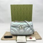 Gucci Marmont Flap Small Matelasse Iridescent Light Blue GHW