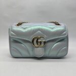 Gucci Marmont Flap Small Matelasse Iridescent Light Blue GHW