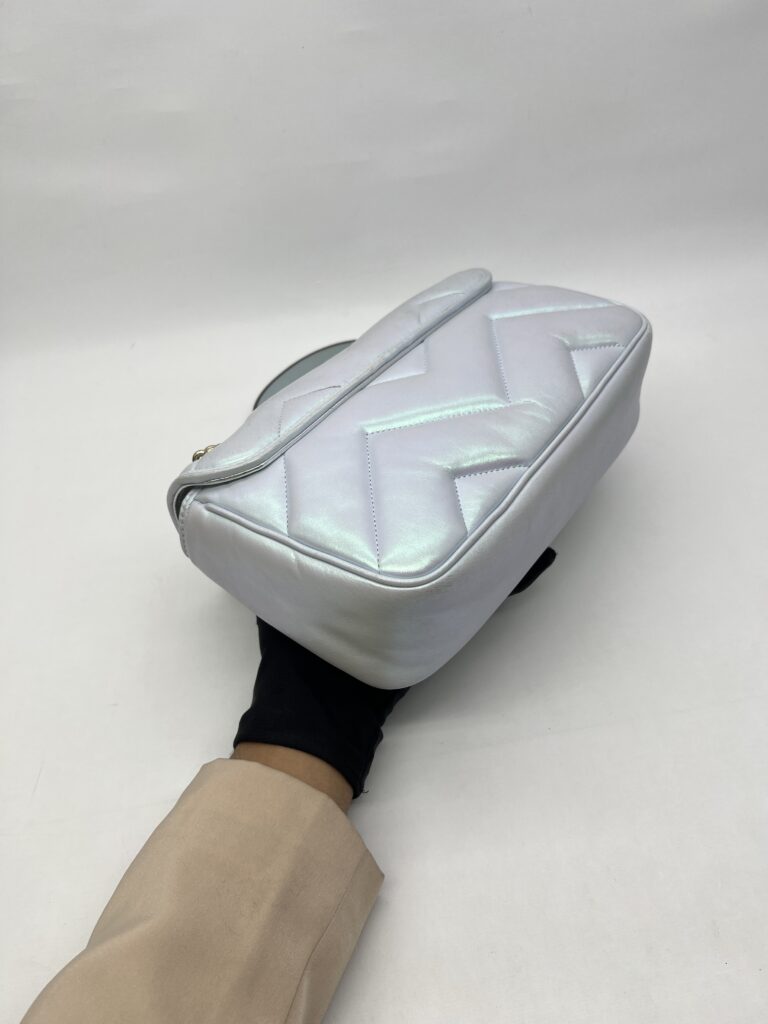 Gucci Marmont Flap Small Matelasse Iridescent Light Blue GHW