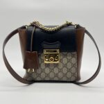 Gucci Mini Padlock Backpack GG Supreme Black Brown GHW