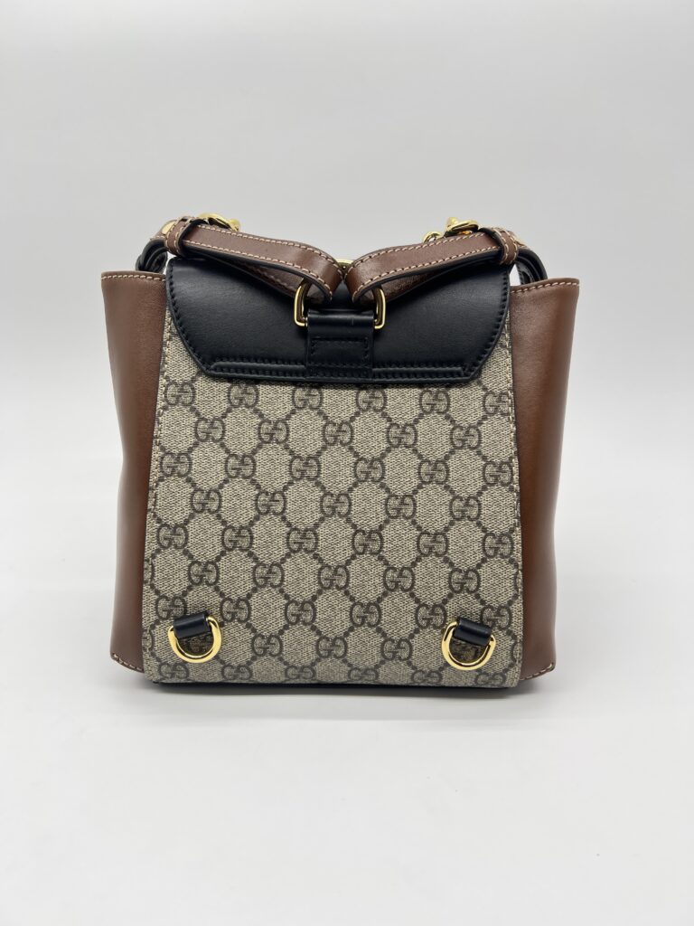 Gucci Mini Padlock Backpack GG Supreme Black Brown GHW