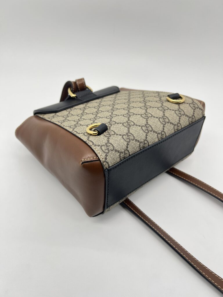 Gucci Mini Padlock Backpack GG Supreme Black Brown GHW