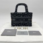 Dior Mini Book Tote Leopard Canvas Grey