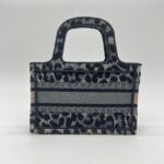 Dior Mini Book Tote Leopard Canvas Grey