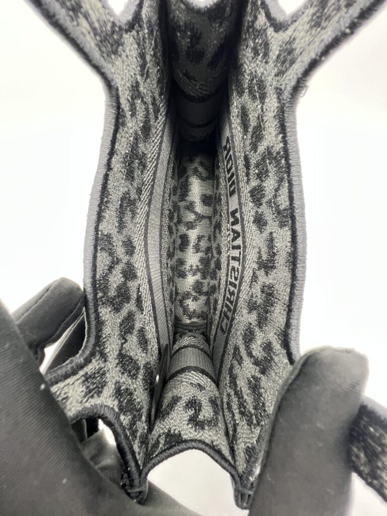 Dior Mini Book Tote Leopard Canvas Grey
