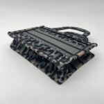 Dior Mini Book Tote Leopard Canvas Grey