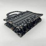Dior Mini Book Tote Leopard Canvas Grey