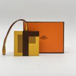 Hermes Letre "F" Bag Charm Jaune/Ebene/Gold