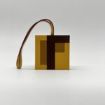 Hermes Letre "F" Bag Charm Jaune/Ebene/Gold