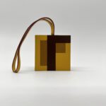 Hermes Letre "F" Bag Charm Jaune/Ebene/Gold