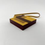 Hermes Letre "F" Bag Charm Jaune/Ebene/Gold