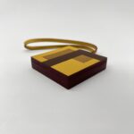 Hermes Letre "F" Bag Charm Jaune/Ebene/Gold