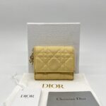 Dior Lady D Lotus Trifold Lambskin Pastel Yellow GHW