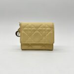 Dior Lady D Lotus Trifold Lambskin Pastel Yellow GHW