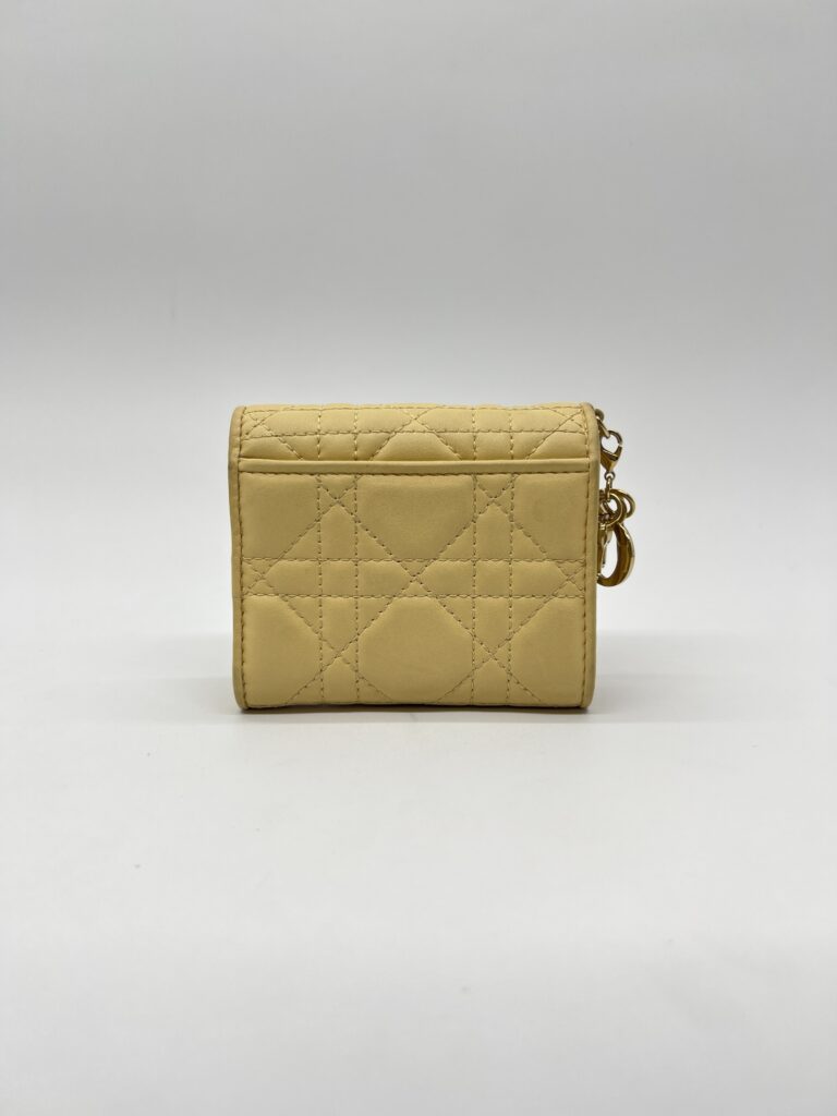 Dior Lady D Lotus Trifold Lambskin Pastel Yellow GHW