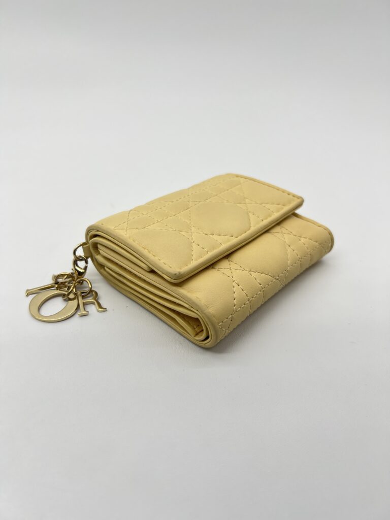 Dior Lady D Lotus Trifold Lambskin Pastel Yellow GHW