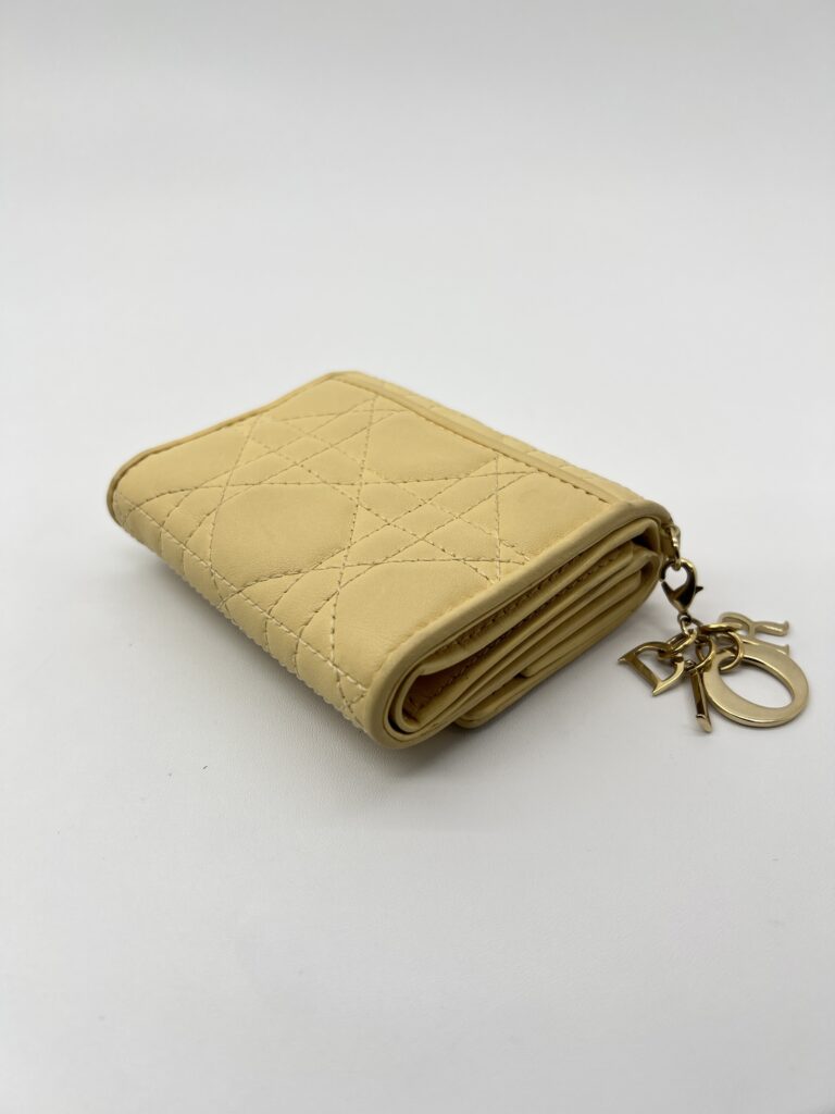 Dior Lady D Lotus Trifold Lambskin Pastel Yellow GHW
