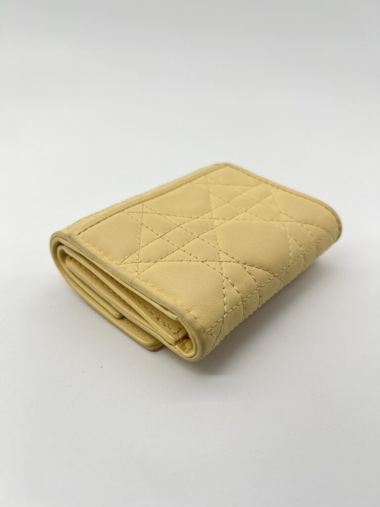 Dior Lady D Lotus Trifold Lambskin Pastel Yellow GHW