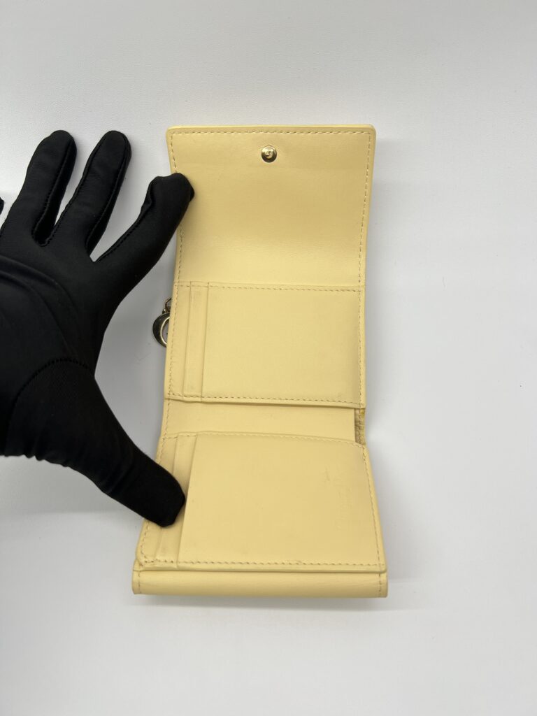 Dior Lady D Lotus Trifold Lambskin Pastel Yellow GHW