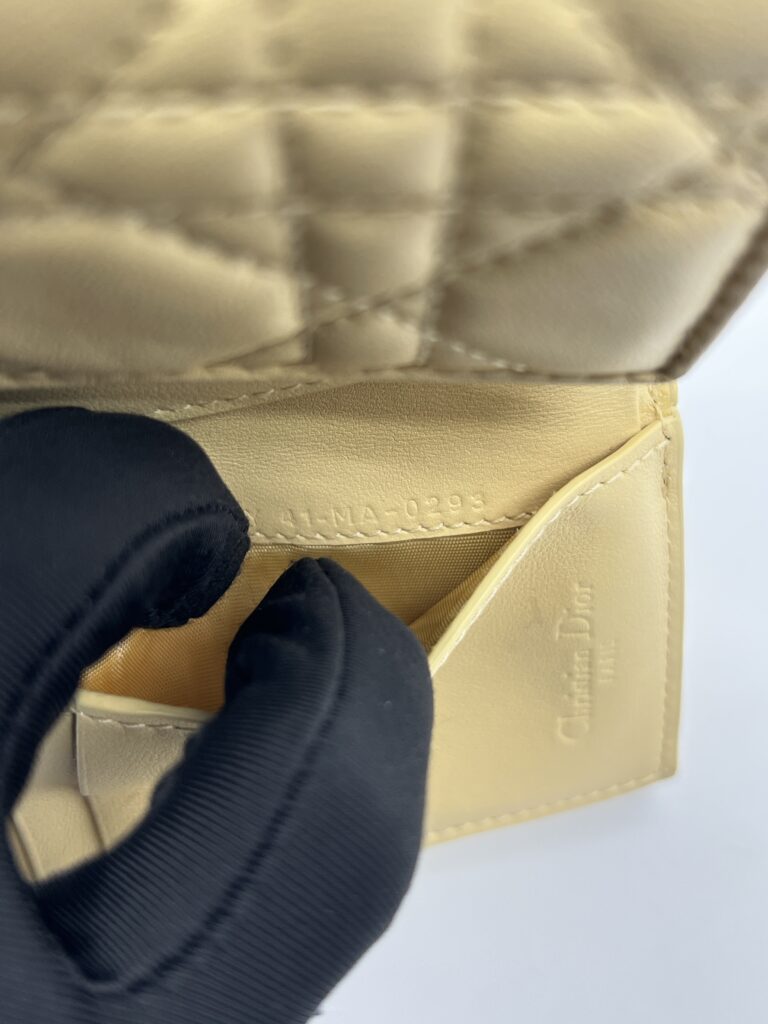 Dior Lady D Lotus Trifold Lambskin Pastel Yellow GHW