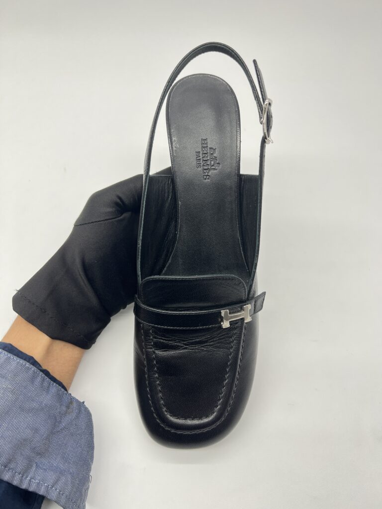 Hermes Infinie Slingback Noir PHW
