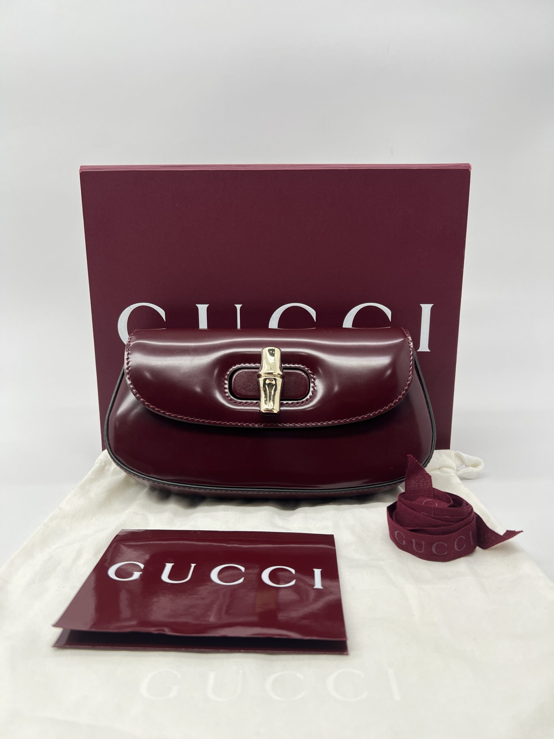Gucci Mini Bamboo Dark Red Maroon