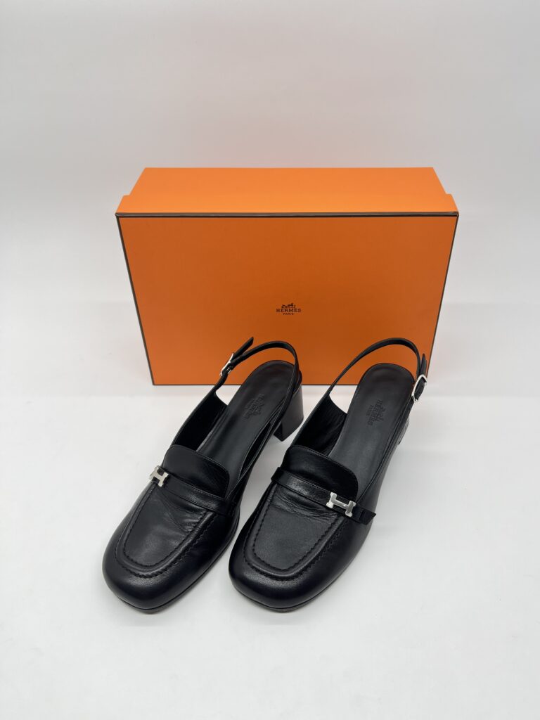 Hermes Infinie Slingback Noir PHW
