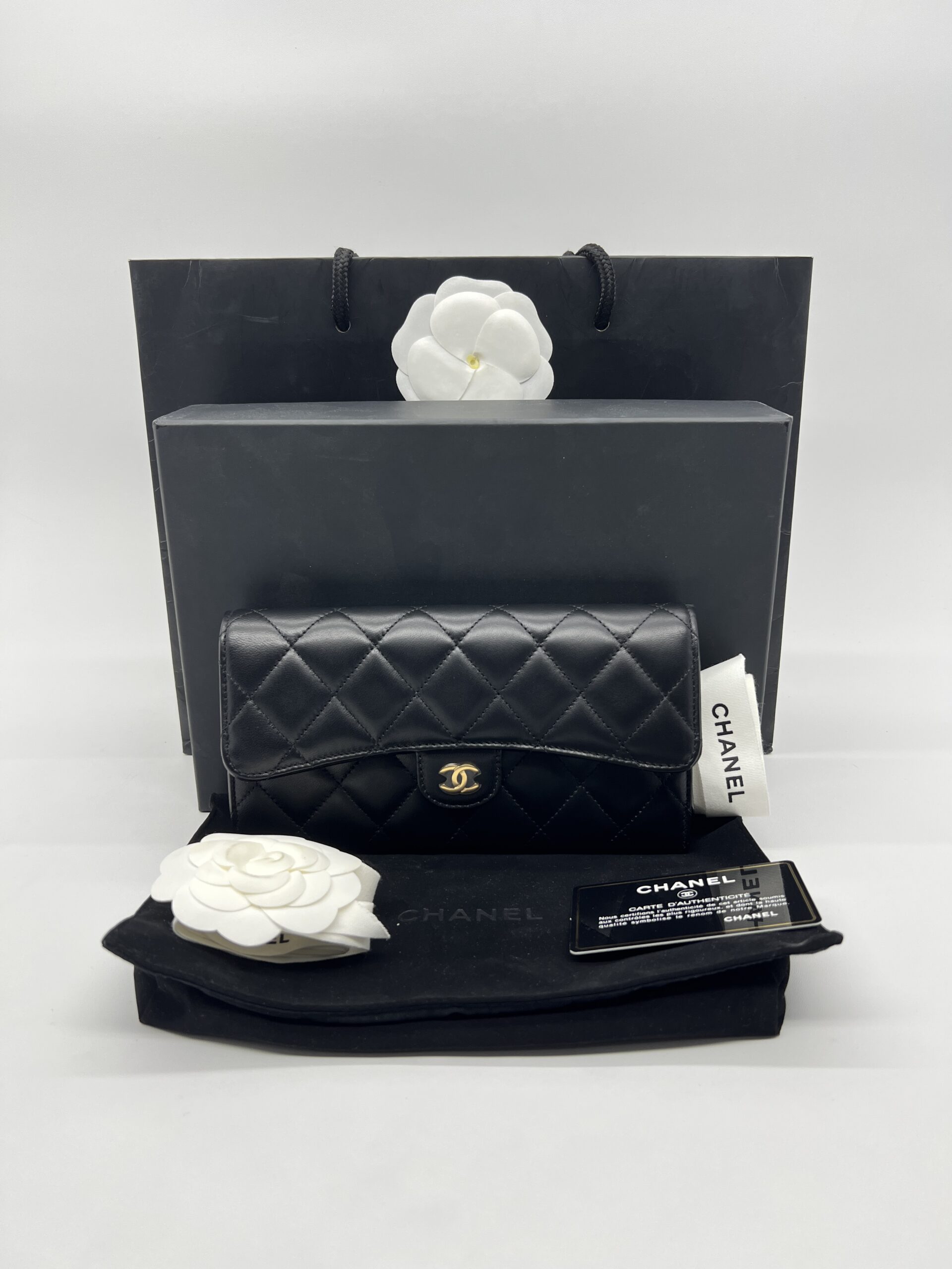 Chanel Classic Long Wallet Lambskin Black GHW