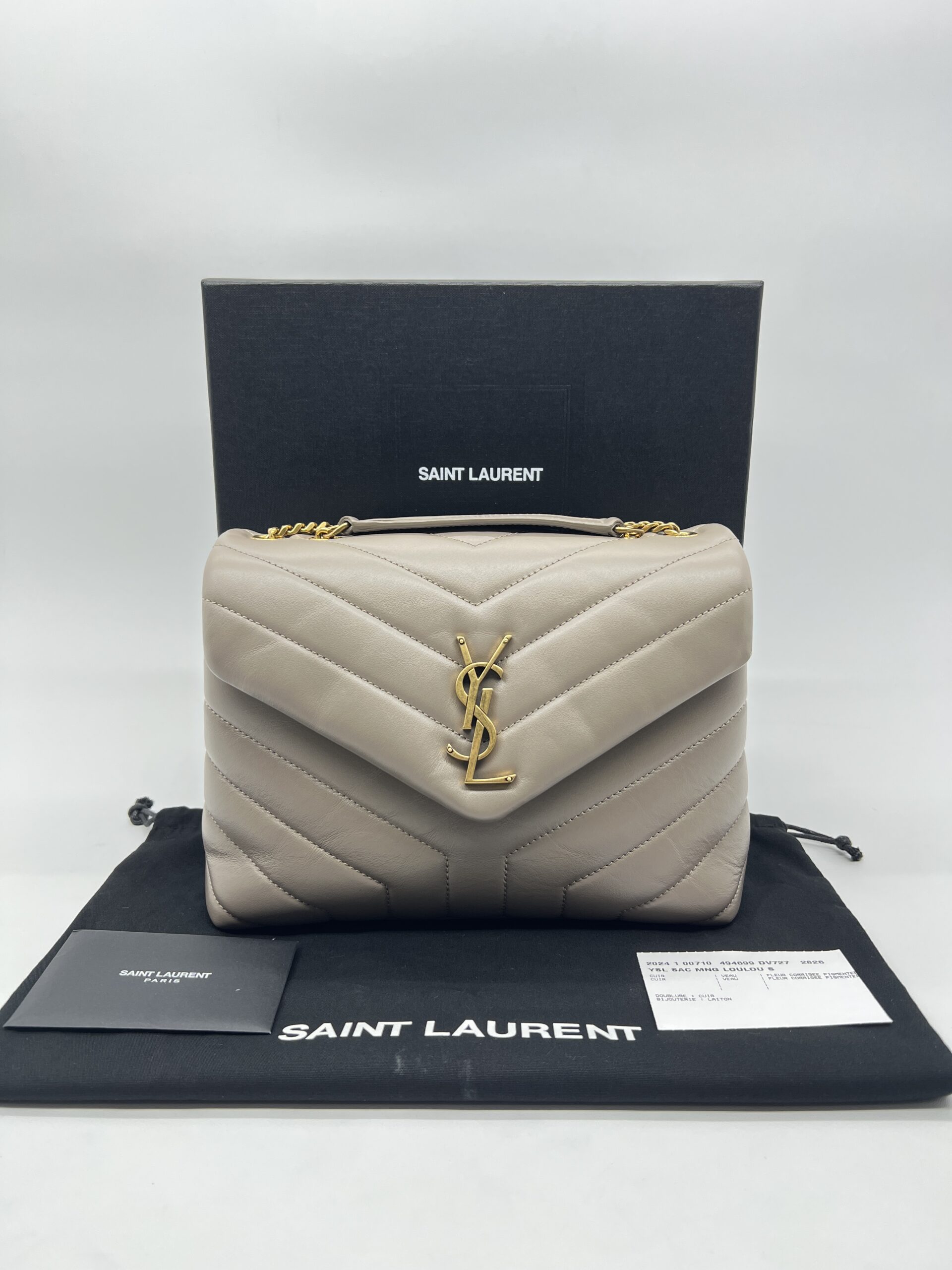Saint Laurent Lou Lou Small Etoupe GHW