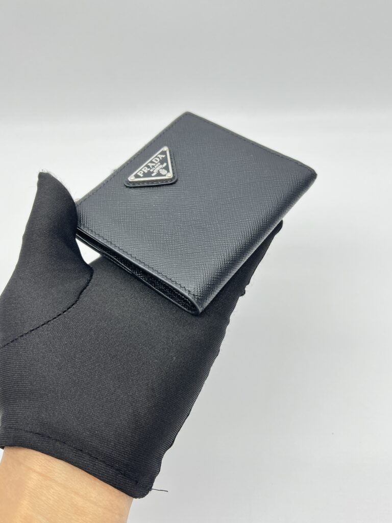 Prada Small Bifold Wallet Saffiano Nero SHW