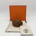 Hermes H Cursive Belt Veau Epsom Gold/Etoupe