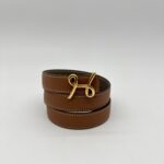 Hermes H Cursive Belt Veau Epsom Gold/Etoupe