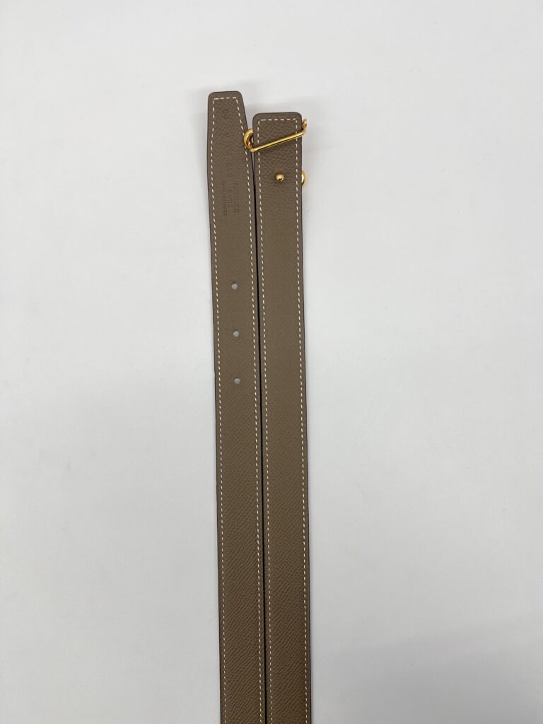 Hermes H Cursive Belt Veau Epsom Gold/Etoupe