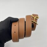 Hermes H Cursive Belt Veau Epsom Gold/Etoupe